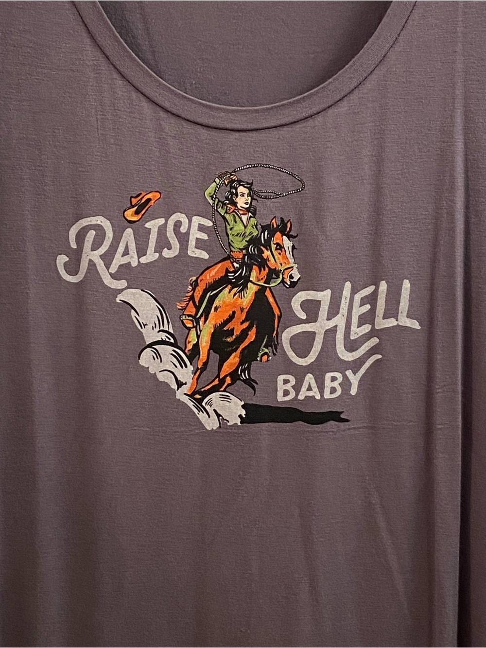 Idyllwind by Miranda Lambert Slate Gray 'Raise Hell Baby' Cowgirl Neck Tee Large - Picture 2 of 7